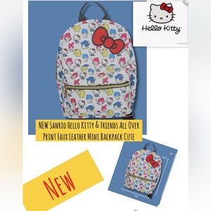 NEW Sanrio Hello Kitty & Friends All Over Print Faux Leather Mini Backpack Cute